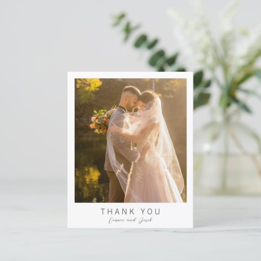 Simple Photo Modern Budget Wedding Thank You Card (Staand voorkant)