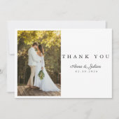 Simple Photo Modern Wedding W Note Landscape Bedankkaart (Voorkant)