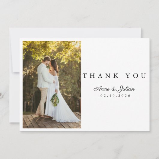 Simple Photo Modern Wedding W Note Landscape Bedankkaart (Voorkant)