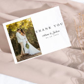 Simple Photo Modern Wedding W Note Landscape Bedankkaart