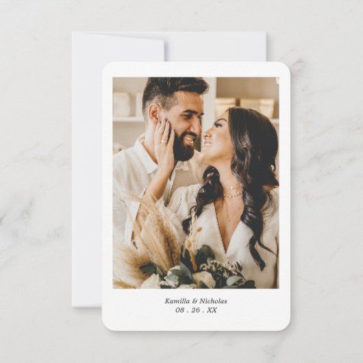 Simple Photo Monogram Rounded Wedding Bedankkaart (Achterkant)