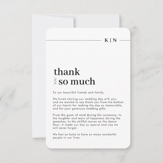 Simple Photo Monogram Rounded Wedding Bedankkaart (Voorkant)