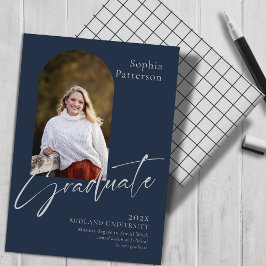 Simple Photo Navy Gray College Aankondiging