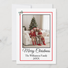 Simple Photo Red, Green, and Black Merry Christmas Feestdagenkaart