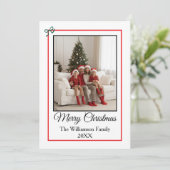 Simple Photo Red, Green, and Black Merry Christmas Feestdagenkaart (Staand voorkant)