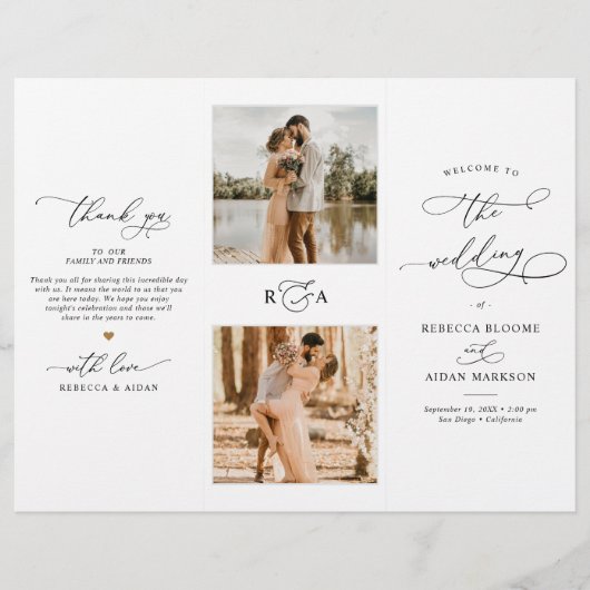 Simple Photo Tri-Fold Wedding Ceremony Program (Voorkant)