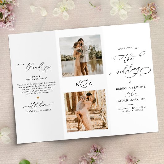 Simple Photo Tri-Fold Wedding Ceremony Program