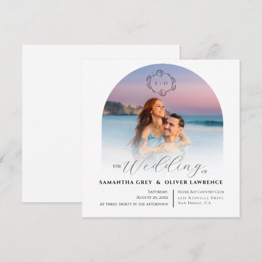 Simple Photo Wedding Invitation Save The Date (Voorkant / Achterkant)