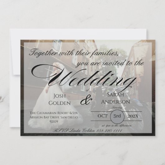 Simple Photo Wedding Invitation White & Black Kaart (Voorkant)