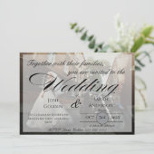 Simple Photo Wedding Invitation White & Black Kaart (Staand voorkant)