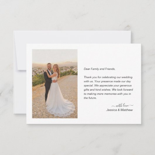Simple Photo with Monogram Wedding Bedankkaart (Voorkant)