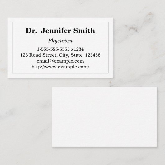 Simple Physician Visitekaartje (Voorkant / Achterkant)