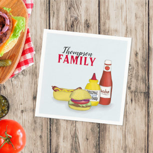 Simple Picnic Watercolor Hamburger Hotdog Cute Servet