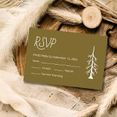 Simple Pine Tree Casual Wedding Rustic Brown RSVP Kaartje