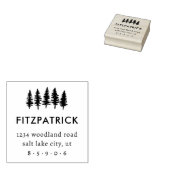 Simple Pine Trees Familienaam Retouradres Rubberstempel (Gestempeld)