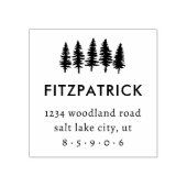 Simple Pine Trees Familienaam Retouradres Rubberstempel (Afrduk)