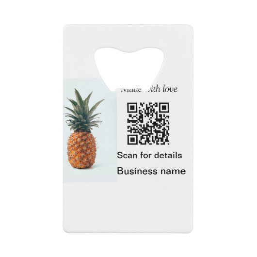 Simple pineapple fruit food q r code business deta creditkaart flessenopener (Voorkant)