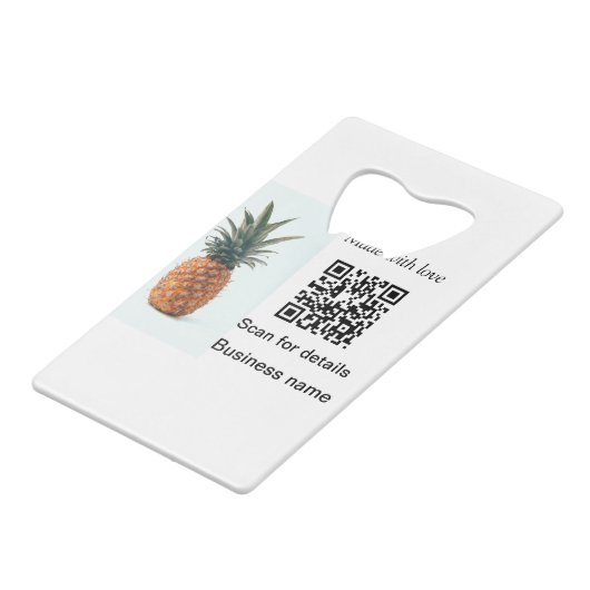Simple pineapple fruit food q r code business deta creditkaart flessenopener (Voorkant Gekanteld)