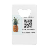 Simple pineapple fruit food q r code business deta creditkaart flessenopener (Achterkant)