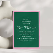 Simple Pink and Green Modern Trendy Bridal Shower Kaart