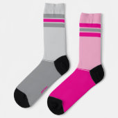 Simple Pink and Grey, Gray and Pink Mismatching Sokken (Links)