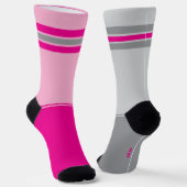 Simple Pink and Grey, Gray and Pink Mismatching Sokken (Gebogen)