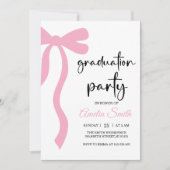 Simple  Pink  Bow graduation party invitation Kaart (Voorkant)