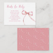 Simple Pink Bow Meisje Baby shower Boeken voor Bab Informatiekaartje (Voorkant / Achterkant)