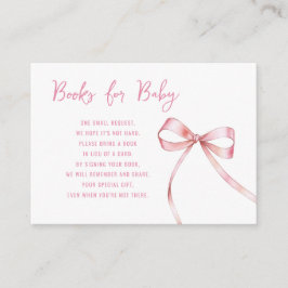 Simple Pink Bow Meisje Baby shower Boeken voor Bab Informatiekaartje