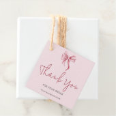 Simple Pink Bow Script Thank You Business  Bedankjes Labels (In situ)