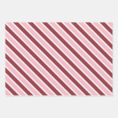 Simple Pink Burgundy Stripes Christmas Inpakpapier Vel (Voorkant 3)