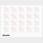 Simple Pink Cross First Holy Communion Thank You Vierkante Sticker (Vel)