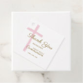 Simple Pink Cross Thank You First Holy Communion Bedankjes Labels (In situ)