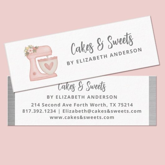 Simple Pink Floral Cake Mixer Bakery Mini Visitekaartje