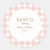 Simple Pink Gingham Baby Shower Sticker (Voorkant)
