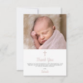 Simple Pink Girl Baptism Christening Photo Bedankkaart (Voorkant)