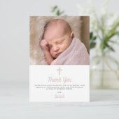Simple Pink Girl Baptism Christening Photo Bedankkaart (Staand voorkant)