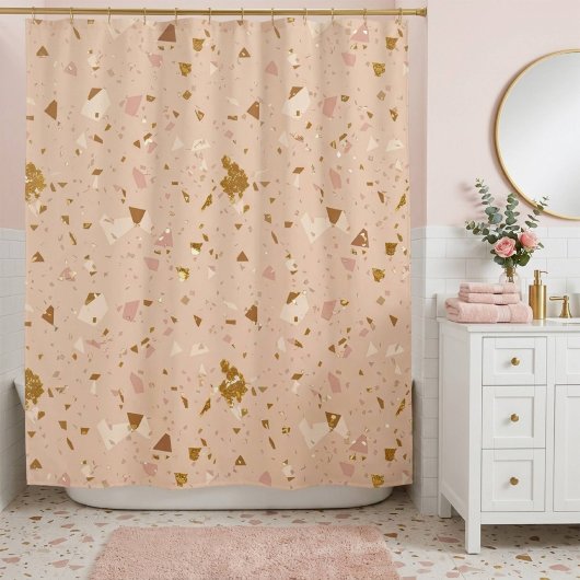 Simple Pink Glitter  Douchegordijn