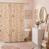 Simple Pink Glitter  Douchegordijn