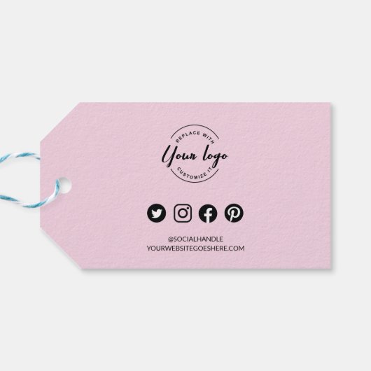 Simple Pink Gold Company Logo Social Bedankt Cadeaulabel (Achterkant Horizontaal)