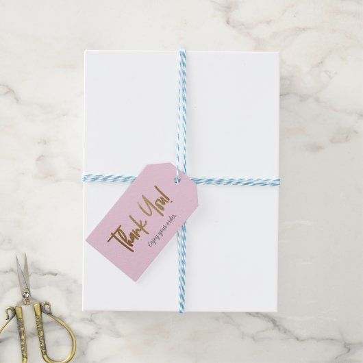 Simple Pink Gold Company Logo Social Bedankt Cadeaulabel (Met Touw)