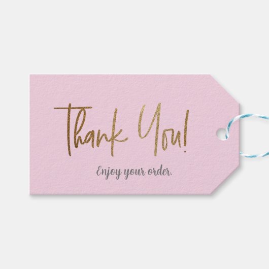 Simple Pink Gold Company Logo Social Bedankt Cadeaulabel (Voorkant (Horizontaal))