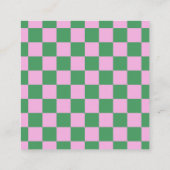 Simple Pink Green Checkerboard Your Logo Custom Vierkante Visitekaartje (Achterkant)