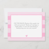 Simple Pink Heart Girl Baby shower Bedankt (Achterkant)