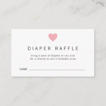 Simple Pink Heart Girl Diaper Raffle Baby Shower