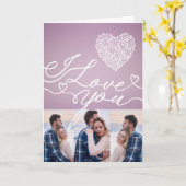 Simple Pink Heart I Love You Photo Collage Kaart (Gele Bloem)