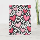 Simple Pink Leopard Hearts Card Kaart (Voorkant)