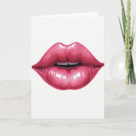 Simple Pink Lips Kiss Card Kaart (Voorkant)