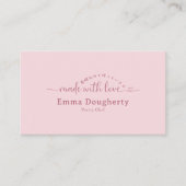 Simple Pink Made with Love Typography Bakery Visitekaartje (Voorkant)