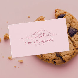 Simple Pink Made with Love Typography Bakery Visitekaartje